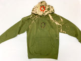 Army Green Pullover Hoodie (Bleached Hood)